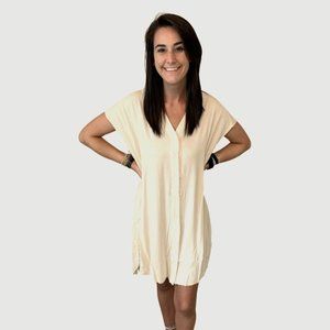 Button Down Knit Short Dress Banana Cream